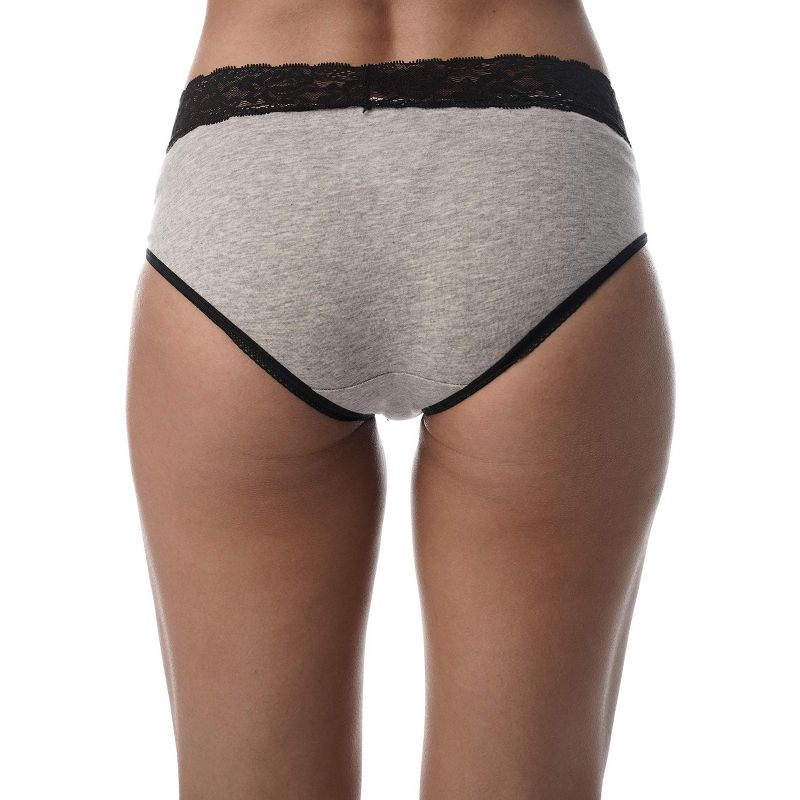 Just Intimates Ultra Soft Bikini Panties w/ Lace Trim Underwear (Pack of 4), 4 of 4