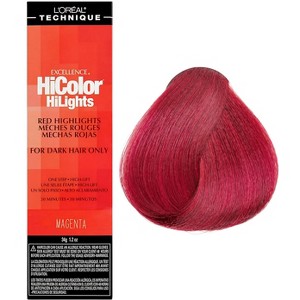 L'oreal Technique Excellence HiColor HiLights Red Highlights for Dark Hair Only - MAGENTA | Loreal Haircolor Dye Hair Color - 1 of 3