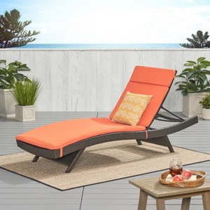 Christopher Knight Home Salem Outdoor Wicker Armless Adjustable Chaise Lounge with Cushion - 1 of 4