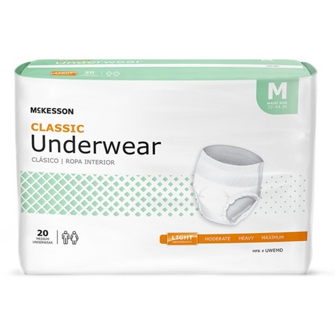 Mckesson Classic Incontinence Underwear, Light Absorbency, Unisex, Medium,  20 Count : Target