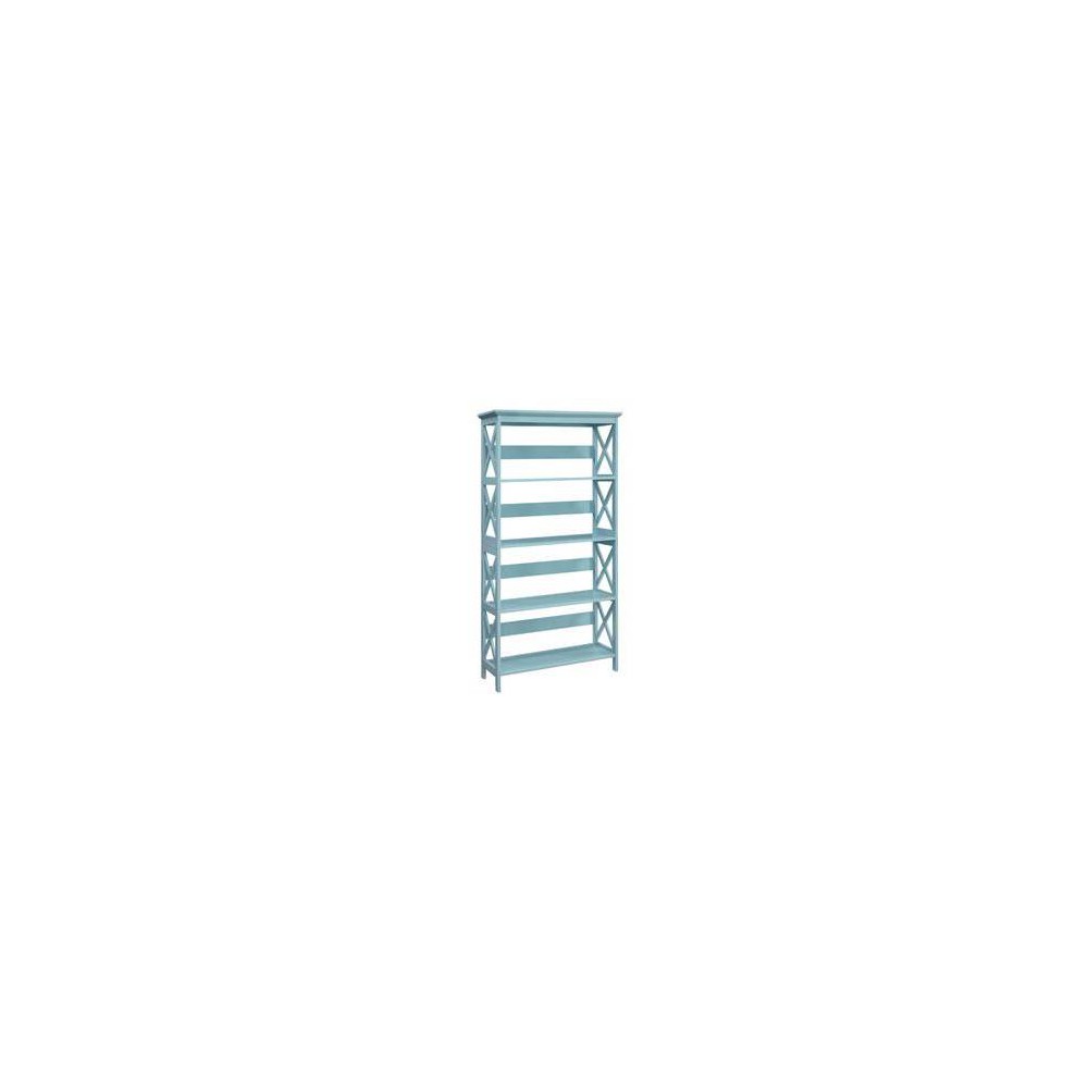 Photos - Garden & Outdoor Decoration 60" Oxford 5 Tier Bookcase Sea Foam - Breighton Home: Modern X Pattern Design, MDF Material