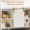Farmhouse Buffet Cabinet with Sliding Barn Door, Rustic Sideboard with 3 Drawer, Removable Wine Racks and Adjustable Shelf for Dining Room, Kitchen - 2 of 4
