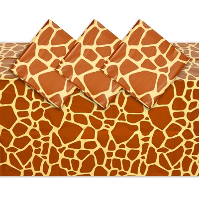 Sparkle and Bash 4 Pack Giraffe Print Plastic Table Covers for Zoo and Safari Party (54 x 108 in)