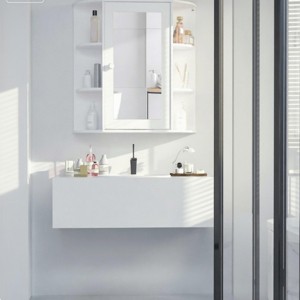 ChicFurnit Bathroom Vanity Mirrors Rectangle Frame Wall Mirror Storage Mirror Decorative Wall Mirrors for Bathroom, White, 14.3"*10.3"*68.3" - 1 of 4