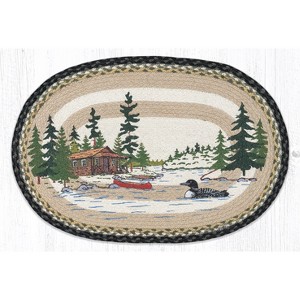 Earth Rugs Loon on Lake Oval Jute Tread – 20"x30", Handmade Wildlife-Inspired Rug - 1 of 3