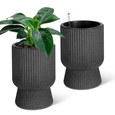 Tall Planters Set of 2, Large Planter , Flower Pots with Water Level Monitor, for Patio, Porch, Living Room, or Home Office
