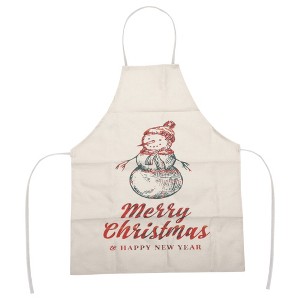 Unique Bargains Christmas Aprons Linen Beige Red Green 21.65"x26.77" 1 Pcs - 1 of 4