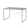 Vynxaria Faux Concrete Desk with Silver Trim Textured Industrial Finish Writing Table for Home Office Creative Studios Loft Decor - 3 of 3