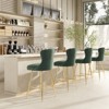 APRILSOUL26.00"Bar Stools Set of 2, Velvet Counter Height Bar Stools with Metal Legs, Button Tufted and Nailheads Trim - 3 of 4