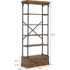 Modern Bookshelf with Drawers,Tall Standing Bookshelves Metal Frame Large Display Racks Book Shelf for Bedroom,Living Room,Brown - 2 of 4