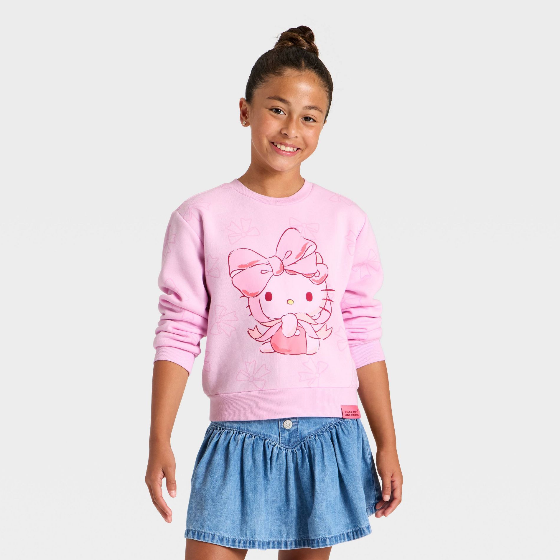 Girls' Sanrio Hello Kitty and Friends Fleece Crewneck Sweatshirt - Pink