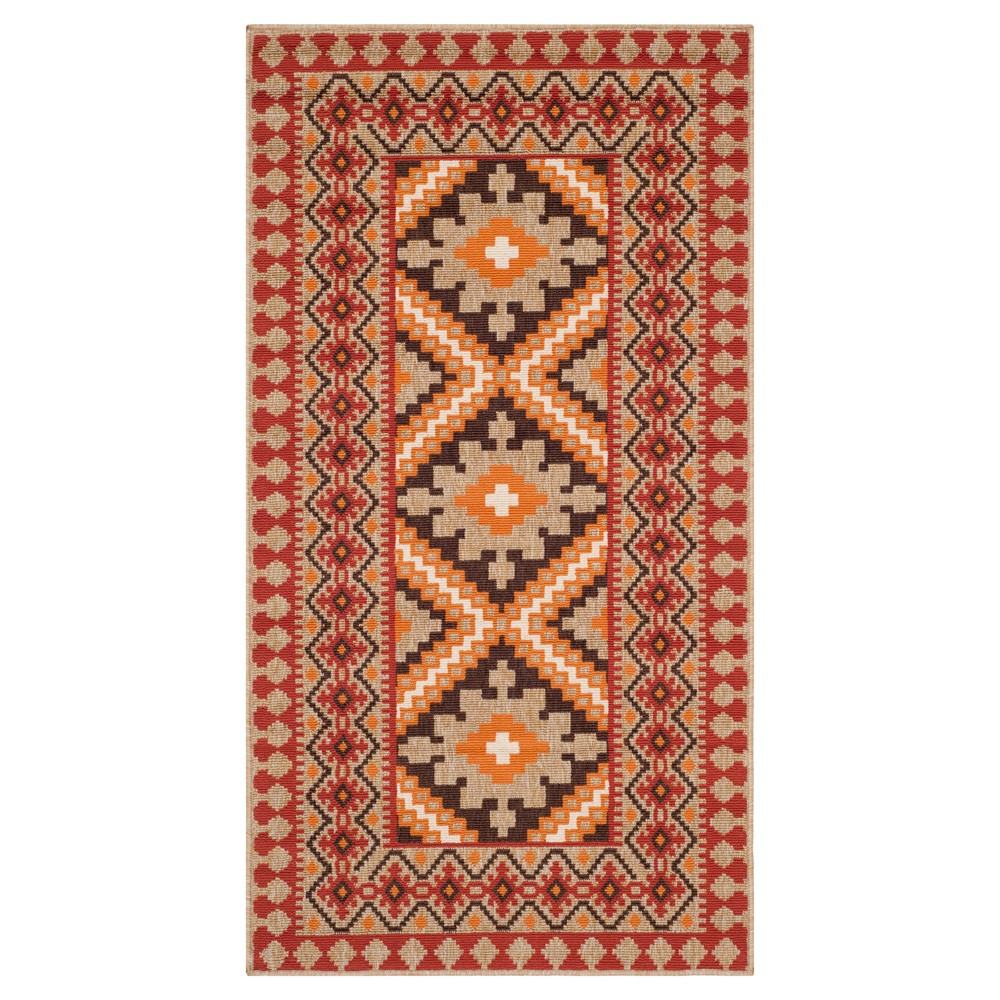 Nadir Indoor/Outdoor Accent Rug - Red/Natural (2'7inx5') - Safavieh