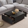 Lyngins 33.25" Square Coffee Table with 4 Drawers, Classic Wood Grain Finish Center Table, Sturdy Wood Construction, Versatile Living Room Table - 2 of 4