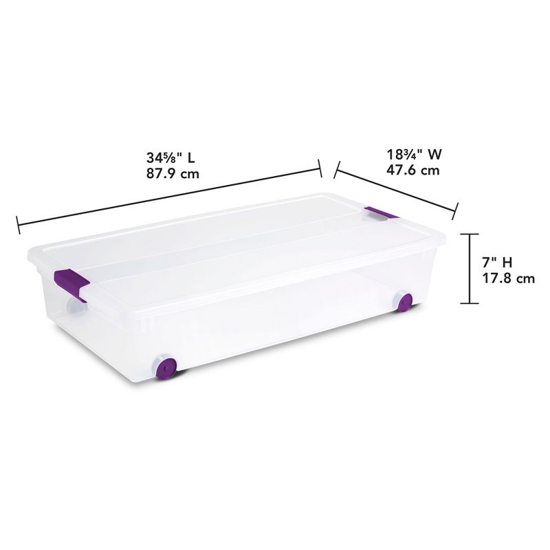 Sterilite 17611704 60 Quart ClearView Latch Lid Wheeled Underbed Box, 6 of 7
