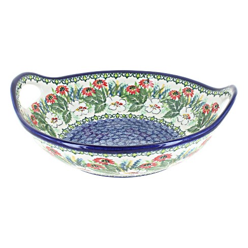 Blue Rose Polish Pottery American Glory Deep Bowl With Handles : Target