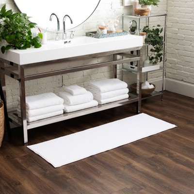 White Tufted Chenille Bath Runner 20"x58" Recycled Polyester