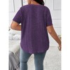 Women's Plus Size V Neck Tops  Casual Color Shirts Lightweight Short Sleeve Blouses - 3 of 3