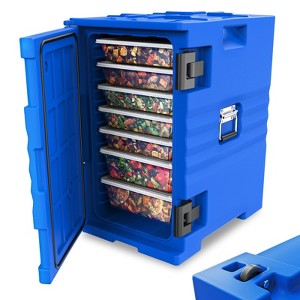 ROVSUN Insulated Food Pan Carrier, Hot Box Food Warmer w/Wheels Double Buckles and Handles, Stackable Hot Boxes for Catering Restaurant - 1 of 4