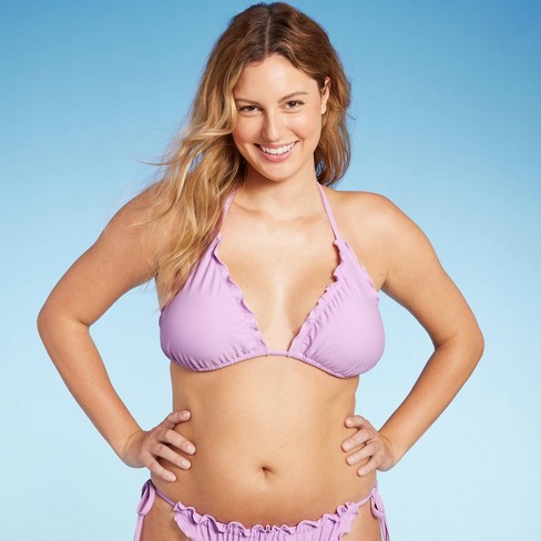 Women's Ruffle Triangle Bikini Top - Wild Fable™ Purple Xl : Target