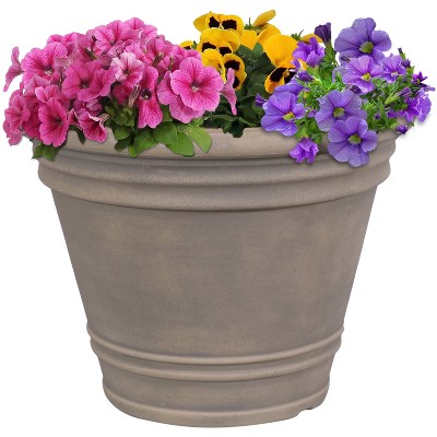 Sunnydaze Franklin Polyresin Outdoor/Indoor Unbreakable UV-Resistant Flower Pot Planter - 20" Diameter - Beige