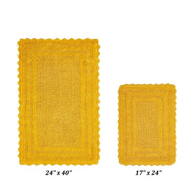 Yellow Cotton Tufted Reversible Bath Rug Set, 24" x 40"