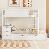 NicBex Full over Full Bunk Bed with Desk Wooden Bed Frame with Trundle, Drawers, Ladder and Full Length Guardrail, No Box Spring Required - 2 of 4