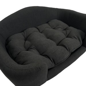 Gulches Mid-Century Modern Dog Sofa in Small Size with Luxurious Tufted Cushions in Dark Gray and Sleek Birch Legs - 1 of 4