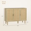 Bohemian Sideboard, 46.9" Buffet Cabinet with 3 Rattan Doors and Shelves for Living Room, Hallway - 3 of 4