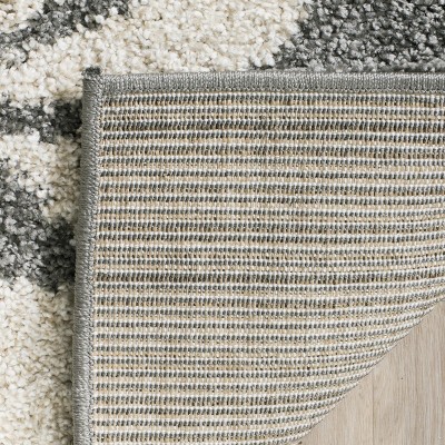 Hand-Knotted Smoke & Beige Floral Square Shag Rug - Easy Care