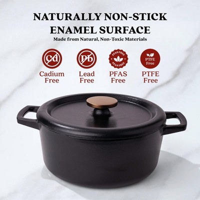 Nori Black Enameled Cast Iron 5 Qt Dutch Oven with Lid