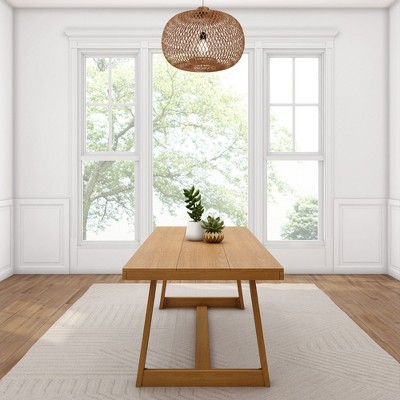 Pecan Wirebrush Solid Wood Rectangular Farmhouse Dining Table