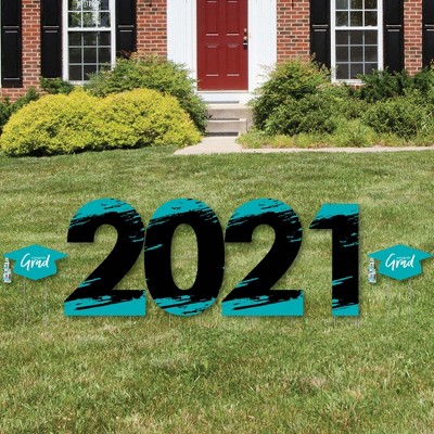 Big Dot of Happiness Teal Grad - Best is Yet to Come - 2021 Yard Sign Outdoor Lawn Decorations - Turquoise Graduation Party Yard Signs - 2021