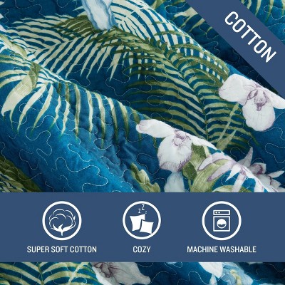 Coastal Breeze King-Size Reversible Cotton Quilt Set in Blue