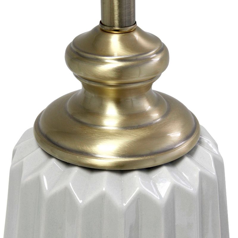 25&#34; Classic Fluted Ceramic/Metal Table Lamp with Fabric Shade Gray/White - Lalia Home, 5 of 10