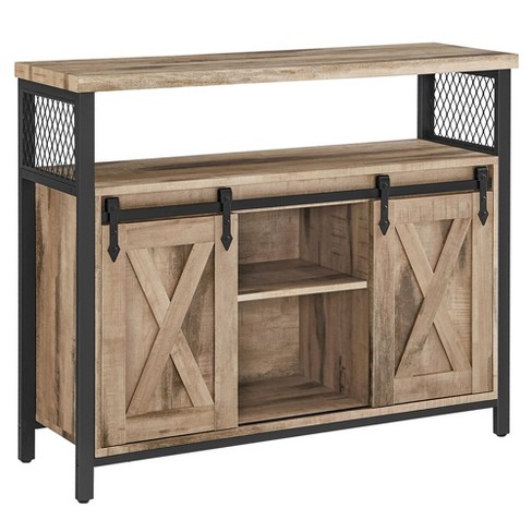VASAGLE Buffet Sideboard Storage Cabinet 13 x 39.4 x 31.5 Inches Natural  and Black