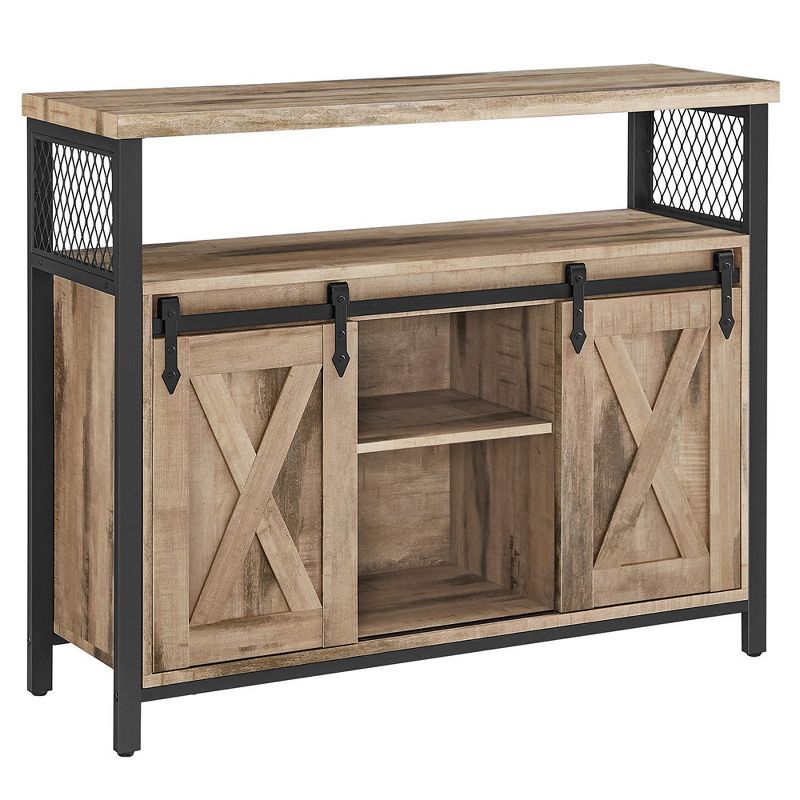 VASAGLE Buffet Cabinet, Storage Cabinet, Sideboard with 2 Sliding Barn Doors, Adjustable Shelves, 1 of 10