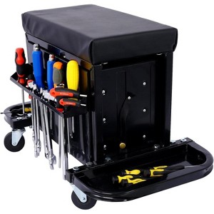 3-Drawer Rolling Tool Chest, Heavy Duty 350 lb Capacity Steel Garage Tool Cart with Side Trays & Padded Seat, Mobile Mechanic Tool Box for Workshop - 1 of 4