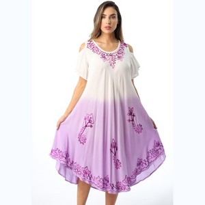 Riviera Sun Womens Cold Shoulder Ombre Tie-Dye Sundress  Lightweight Casual Beach Dress & Swimsuit Cover-Up - 1 of 4