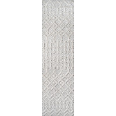 Ivory Geometric Non-Slip Synthetic Indoor/Outdoor Rug