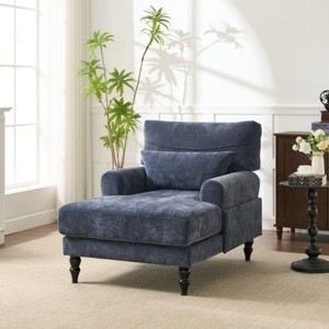 Modern Fabric Upholstered Chaise Lounge Chair,Accent Chair with Cushion and Wood Frame for Living Room,Indoor Lounge Sofa Chair-Koiai - 1 of 4