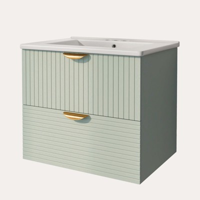 INFURNIC Vanity Tables Elegant and Functional Compact Bathroom Storage Cabinet, Modern Design for Efficient Use of Space, Light Green, 18"*48"*23"