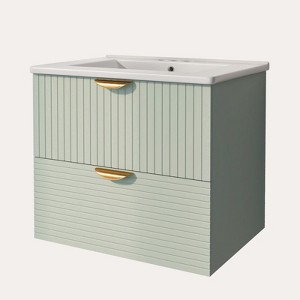 INFURNIC Vanity Tables Elegant and Functional Compact Bathroom Storage Cabinet, Modern Design for Efficient Use of Space, Light Green, 18"*48"*23" - 1 of 4