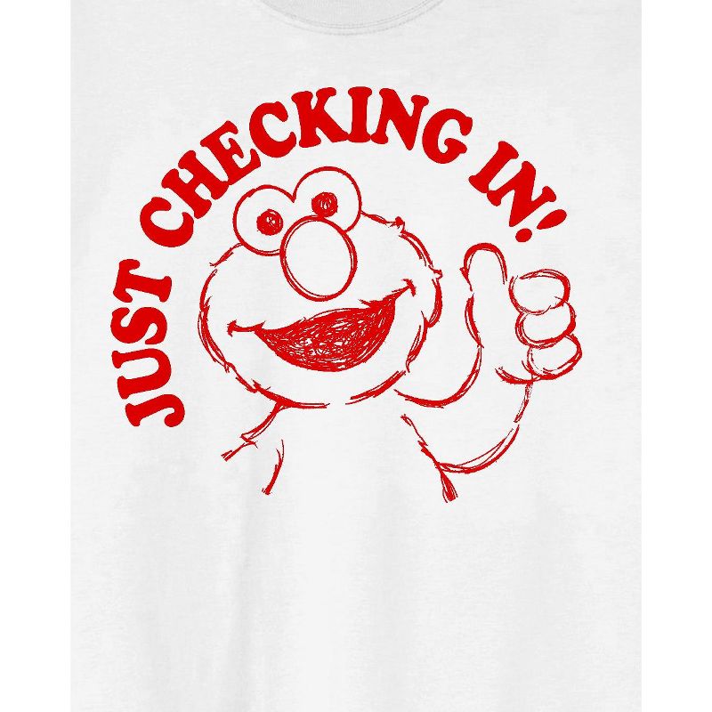 Sesame Street Elmo Just Checking In Puff Print Crew Neck Short Sleeve White Men's T-shirt, 2 of 4