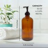 Cornucopia Brands 32oz Amber Glass Lotion Pump Bottles 2pk; Quart Size Brown Bottles w/Black Plastic Locking Pump Dispensers - 3 of 4