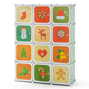 Infans 12-Cube Kids Wardrobe Baby Dresser Bedroom Armoire Clothes Hanging Closet w/Doors - 1 of 4