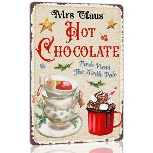 Mrs Claus Hot Chocolate Metal Tin Sign Christmas Sign Vintage Retro Poster - 1 of 2