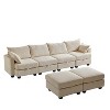 VYNXARIA 113.5 inch Modular Sectiona Corduroy Sofa,U Shaped Sectional Couch with Storage Ottoman,6 Seats Convertible Sectionals with Chaise,Beige - 2 of 4