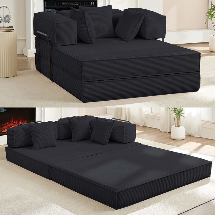 Mjkone 66" Convertible Sleeper Sofa Bed with Pillows, Folding Mattress Couch, Removable Washable Floor Sofa for Small Spaces, 1 of 9