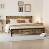 Bed Frame with Wooden Headboard,Platform with Under Bed Storage,Strong Wood Slats Support,Noise Free,No Box Spring Needed, Easy Assembly,Rustic Brown - 4 of 4