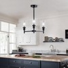 Black Chandelier for Dinning Room Living Room Island Kitchen Chandelier Light Fixtures Over Table,  Farmhouse Chandelier with Cylinder Clear Glass - 3 of 4
